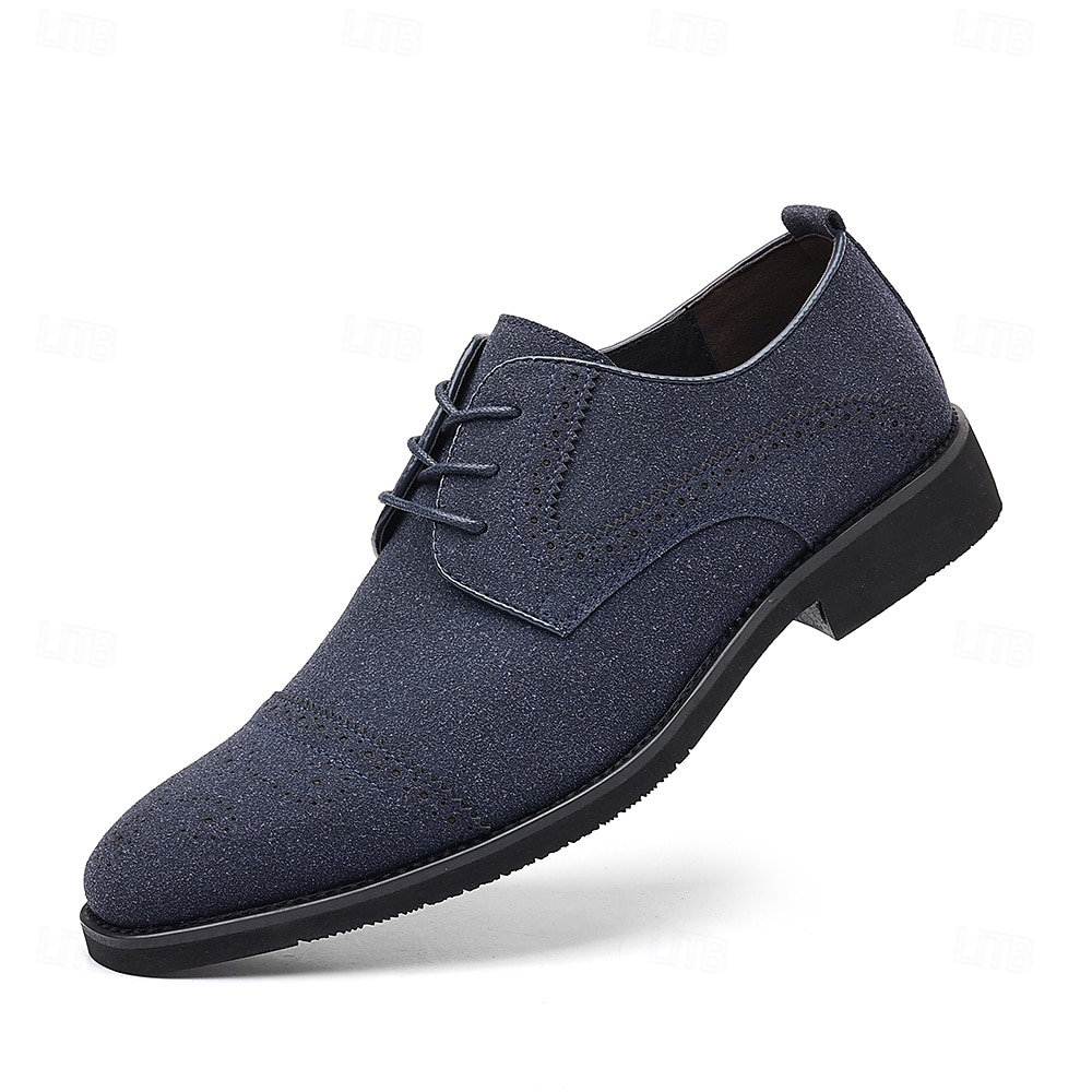 Men's Oxfords Brogue Walking British PU Leather Suede Breathable Comfortable Slip Resistant Lace-up Dark Brown Black Blue Fall Winter 2025 - $42.99 –P3