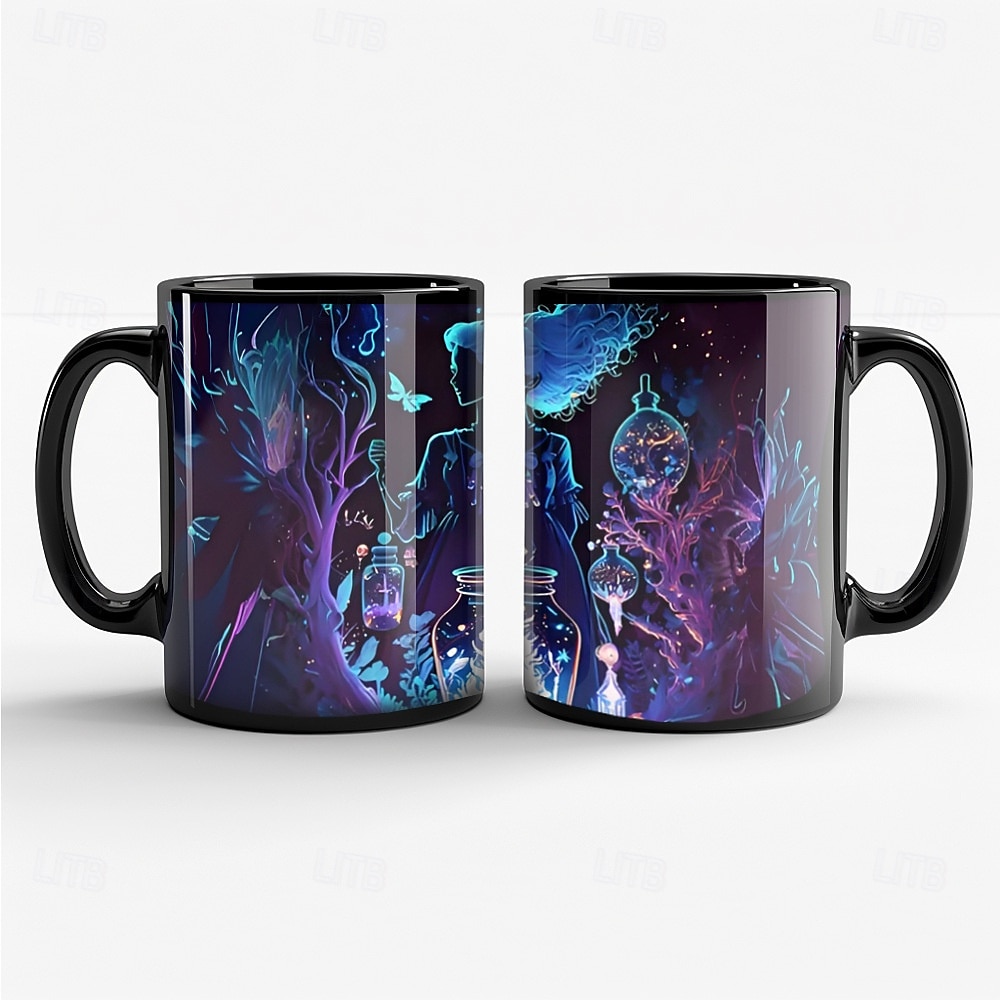Halloweenský dárkový hrnek, keramický hrnek na kávu s čarodějnickou tématikou 330 ml/12 oz, strašidelný halloweenský hrnek pro ženy, přátele, milovníky wiccanské inspirace, vánoční dekorace nebo dárek 2025 - $12.99 –P7