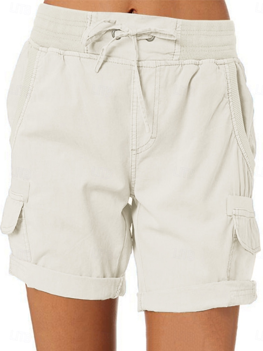 Mulheres Bermuda Cargo chinês Moda Roupa de rua Básico Curto Cintura Alta Tecido Cintura elástica Vários bolsos Confortável Macio Micro-Elástica Ao ar livre Rua Branco Azul Marron Verde Verão Normal de 2025 por $28.99 –P7