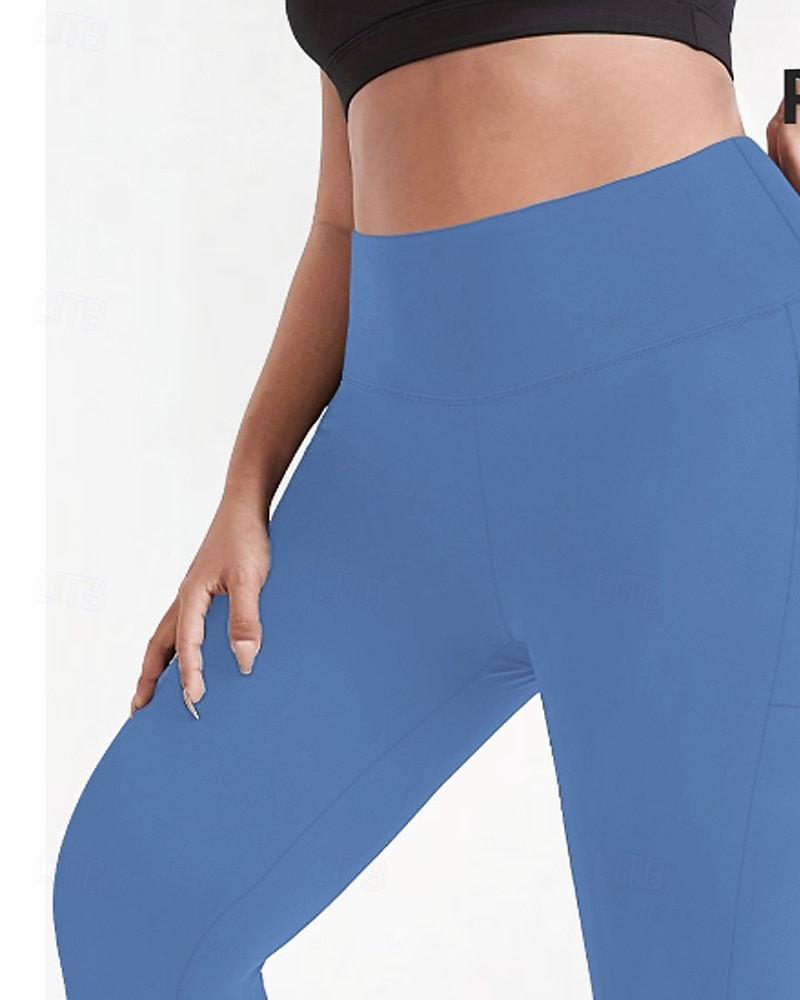 Femmes leggings de pilates Jambières Capri pantalon de sport Avec Poches Léger Pilates Salle de sport Course Leggings Capri Couleur Unie Gris foncé Noir Vert Véronèse Grande taille Des sports Tenues de 2026 ? $17.99 –P16