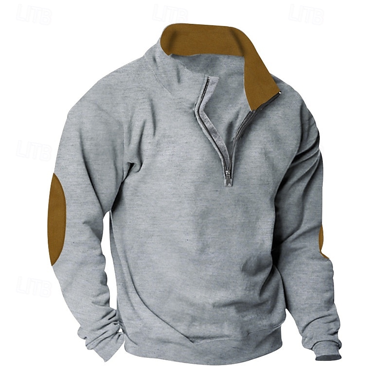 Men's Sweatshirt Quarter Zip Sweatshirt Black Wine Camel Light Grey Dark Gray Half Zip Color Block Sports & Outdoor Daily Holiday Polyester Streetwear Basic Casual Spring Autumn / Fall Clothing 2026 - $22.99 –P13