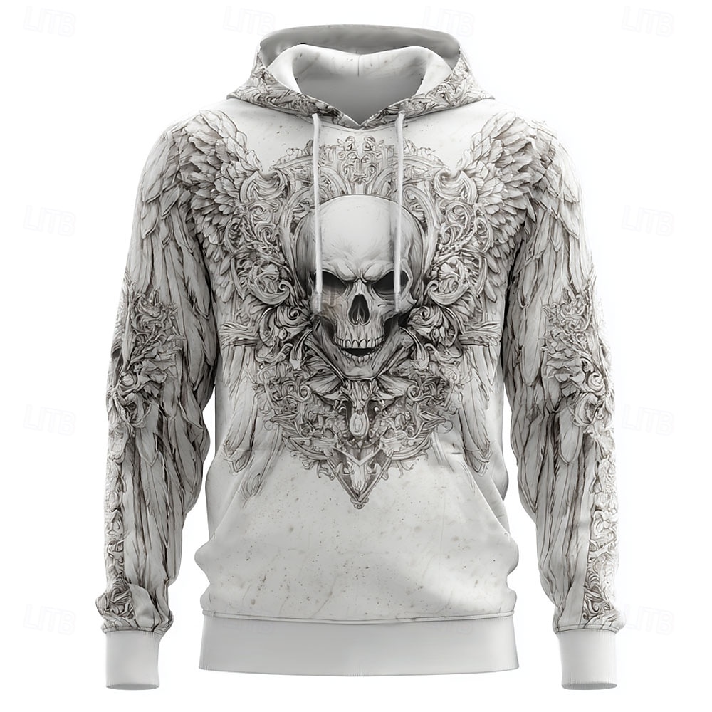 Hombre Cráneos Sudaderas Sudadera Abrigos Sudadera con capucha Cuello Barco Fresco Impresión 3D Discoteca Ropa de calle Negro Blanco Correa Gráfico Otoño Invierno Diseñador 2025 - $26.99 –P2