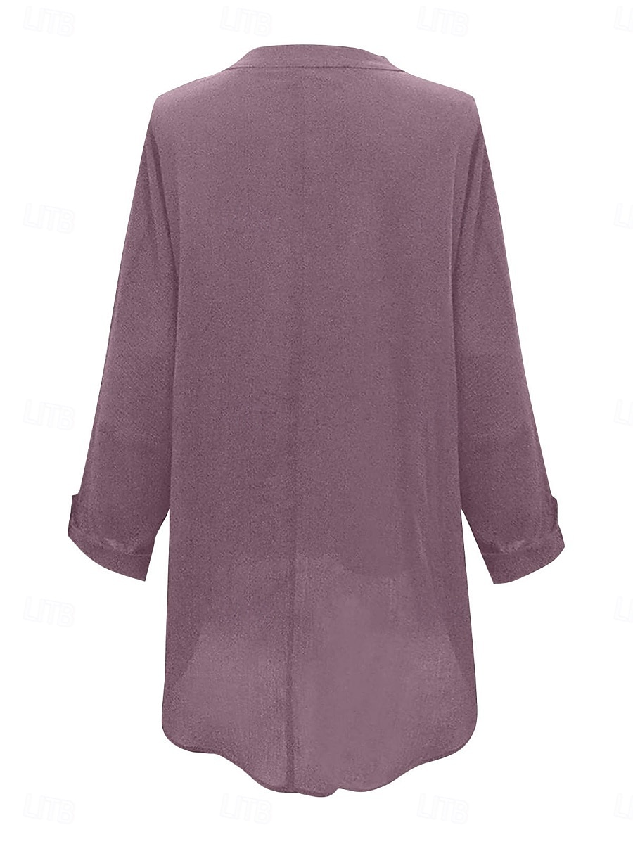 Dames Katoenen linnen overhemden Bloemig Basic Casual Lange mouw Overhemdkraag Normale tops Dagelijks Afdrukken Blozend Roze Marineblauw Fuchsia Groen Zomer Herfst 2025 - $28.99 –P11