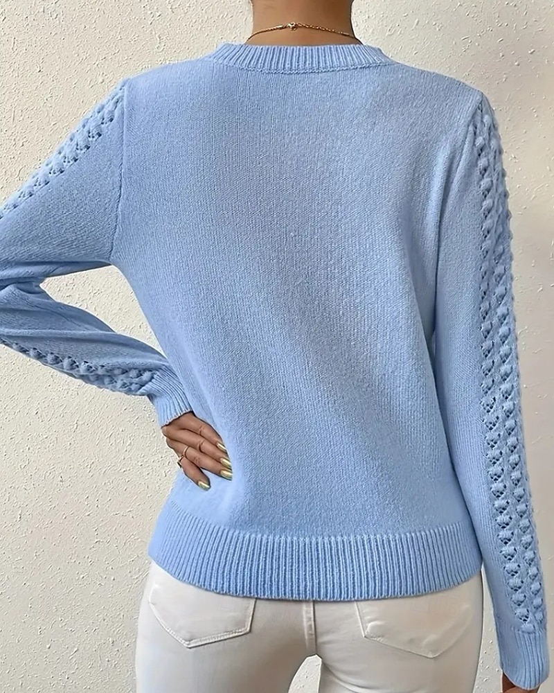 Women's Blouse Plain Modern Casual Long Sleeve Crew Neck Regular Tops Daily Going out Cut Out Blue Summer 2025 - $22.99 –P6