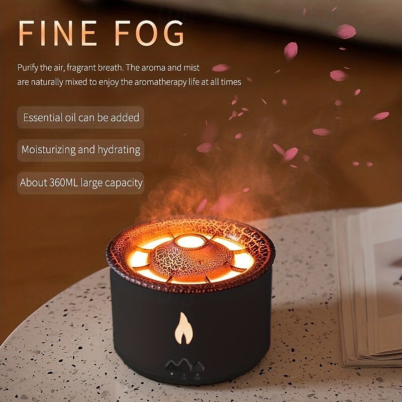 Volcanic Flame Aroma Diffuser with LED Night Light - Portable Essential Oil Humidifier Auto Shut-Off 2 Color Modes Ideal for Home & Office 2025 - $68.99 –P7