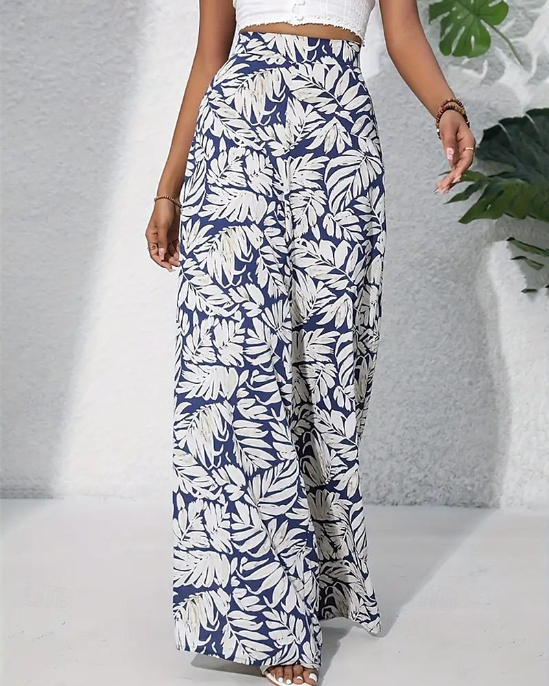 Per donna Gamba larga Pantaloni Casual Boho Lunghezza intera Vita Alta Piante Tasca Design con Coulisse Elastica Traspirabilità Morbido Micro-elastico Vacanza Streetwear Abbigliamento quotidiano del 2025 a $17.99 –P13