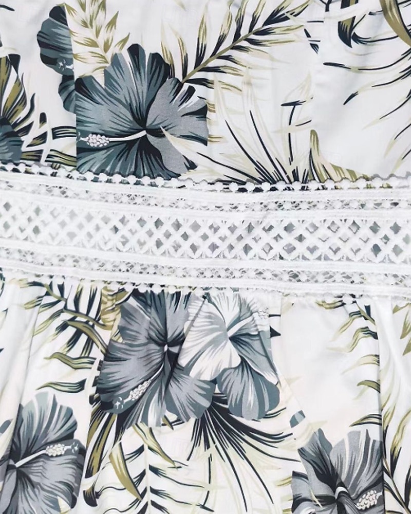 Dámské Midi šaty Květinové šaty Letní šaty Slip Dress Šaty s potiskem Módní Klasické Moderní Dovolená Denní Jdeme ven Běžný Květiny Bez rukávů Popruhy Rubínově červená Vodní modrá Trávová zelená Léto 2025 - $24.99 –P7
