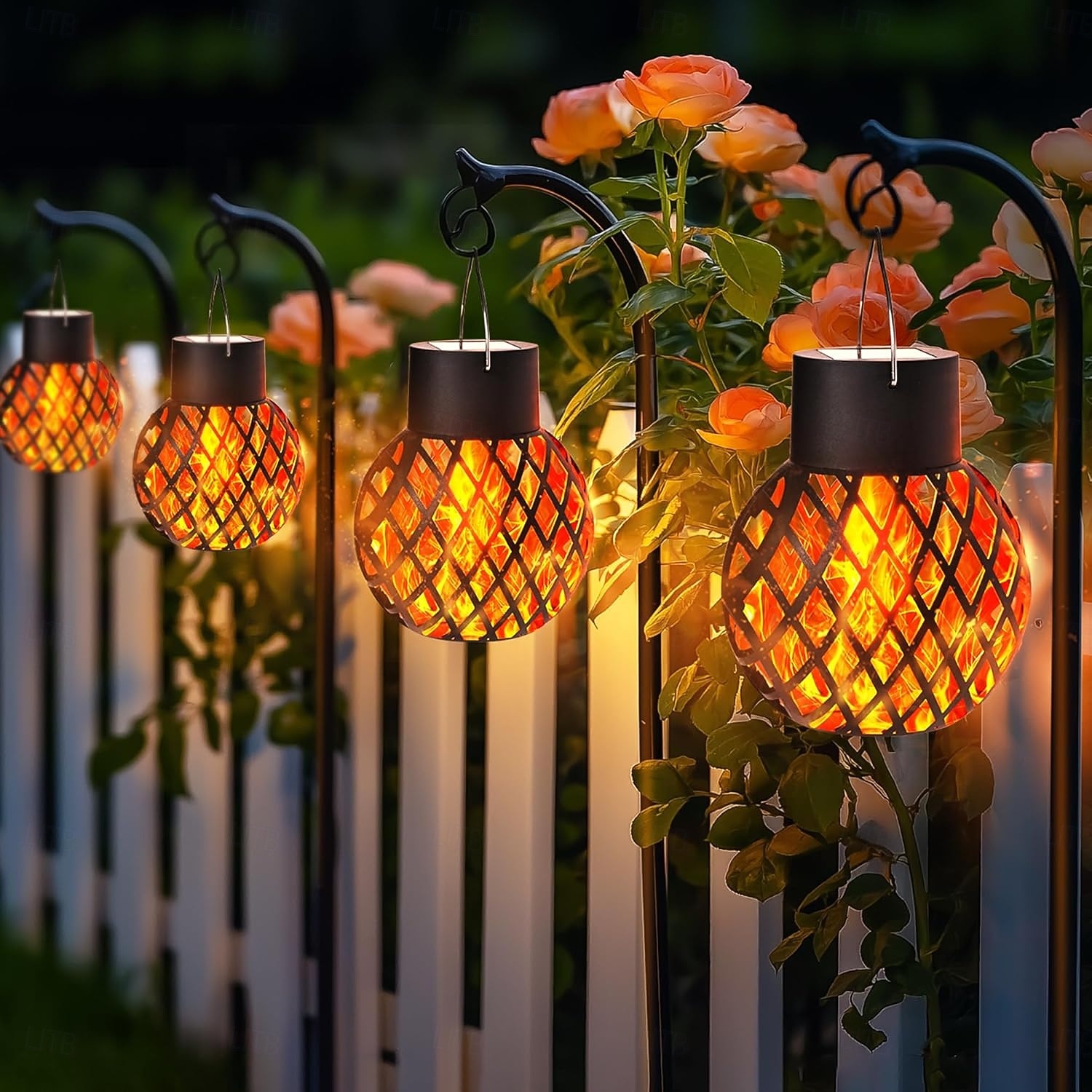 солнечные фонари для уличного использования солнечные подвесные светильники водонепроницаемые уличные светильники с мерцающим пламенем уличные светильники на солнечных батареях декор для сада двор 2026 - $8.99 –P2