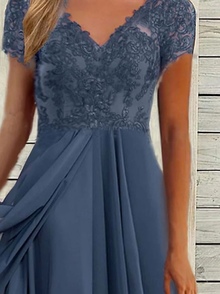 Damskie Sukienka maxi Sukienka A line Letnie sukienki Codzienny Codzienny Regularny Równina Krótki rękaw W serek Niebieski Zielony Lato 2025 - $46.99 –P2