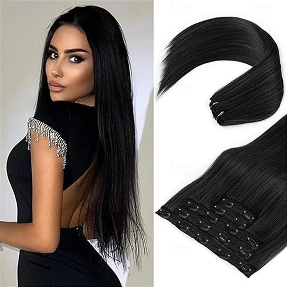 extensões de cabelo clip in extensões de cabelo trama de renda longa e grossa apliques sintéticos leves para mulheres (24 polegadas - 240 gramas de 2025 por $26.99 –P3