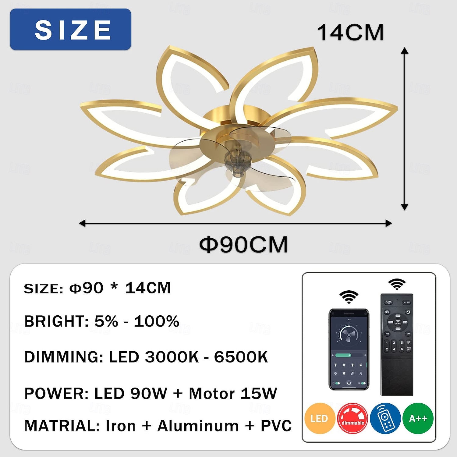 Ventilatore da soffitto con illuminazione, moderno ventilatore a LED dimmerabile, lampada da soffitto con ventilatore e telecomando, temporizzazione silenziosa, lampada da soffitto a forma di fiore in del 2025 a $234.59 –P11