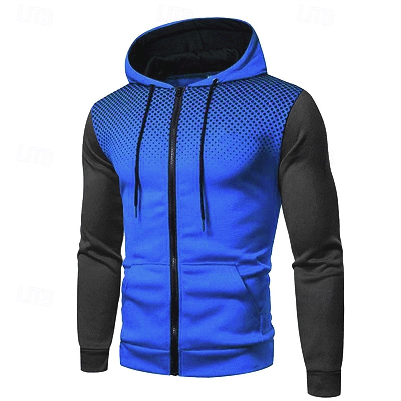 Per uomo Felpa con cappuccio Felpa con cappuccio a zip intera Bianco Rosso Blu Grigio scuro Con Cappuccio Blocco di colori Patchwork Tasca Sport & Outdoor Quotidiano Ferie Poliestere Streetwear del 2025 a $16.99 –P4
