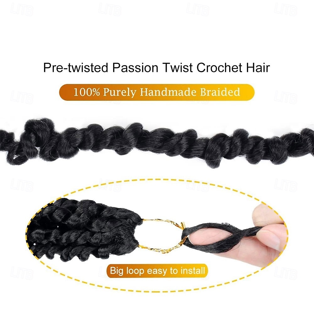 Pre-Twisted Passion Twist Hair 8 Packs 112 Strands Pre Looped Passion Twist Braiding Hair for Women Short Passion Twists Crochet Hair Synthetic Hair Extensions 2025 - $47.99 –P4