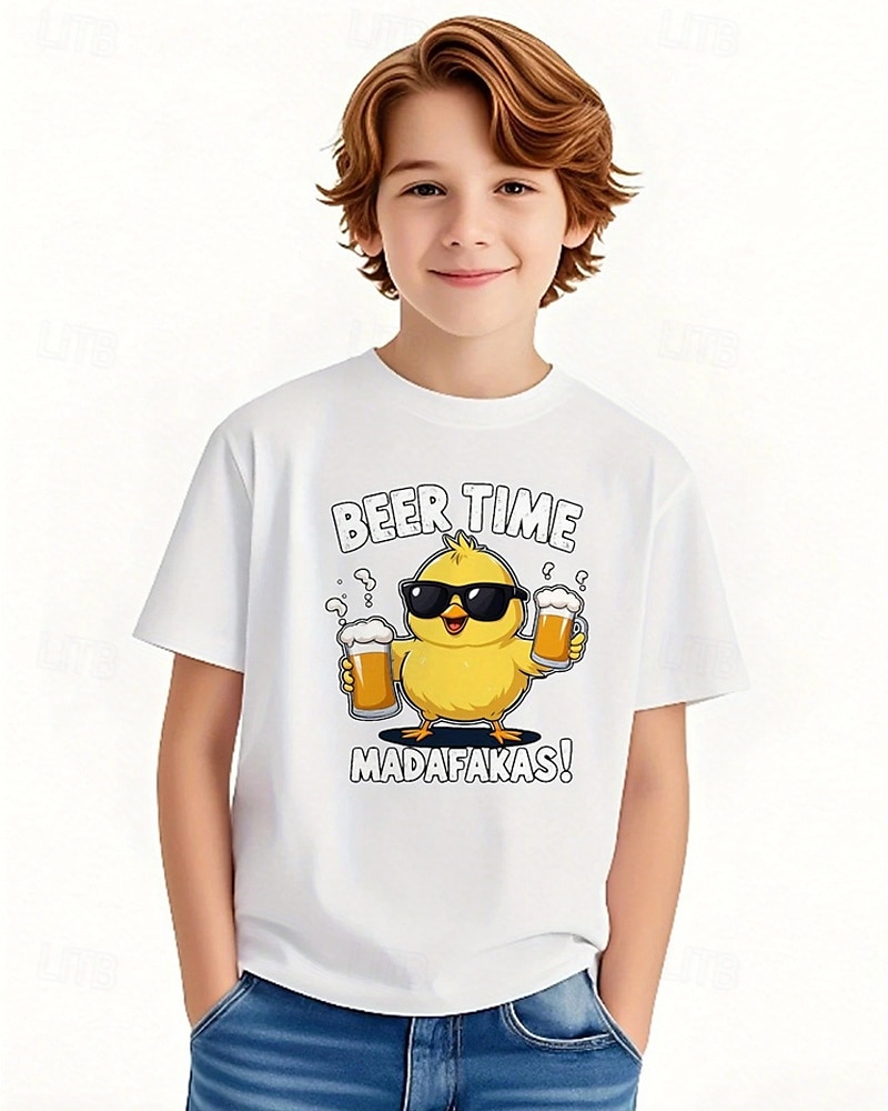 Pojkar 3D Grafisk Brud T-shirt Kortärmad Sommar Vår Mode Grundläggande Barn 4-12 år Rund hals Utomhus Ledigt Dagligen Normal 2025 - $11.99 –P1
