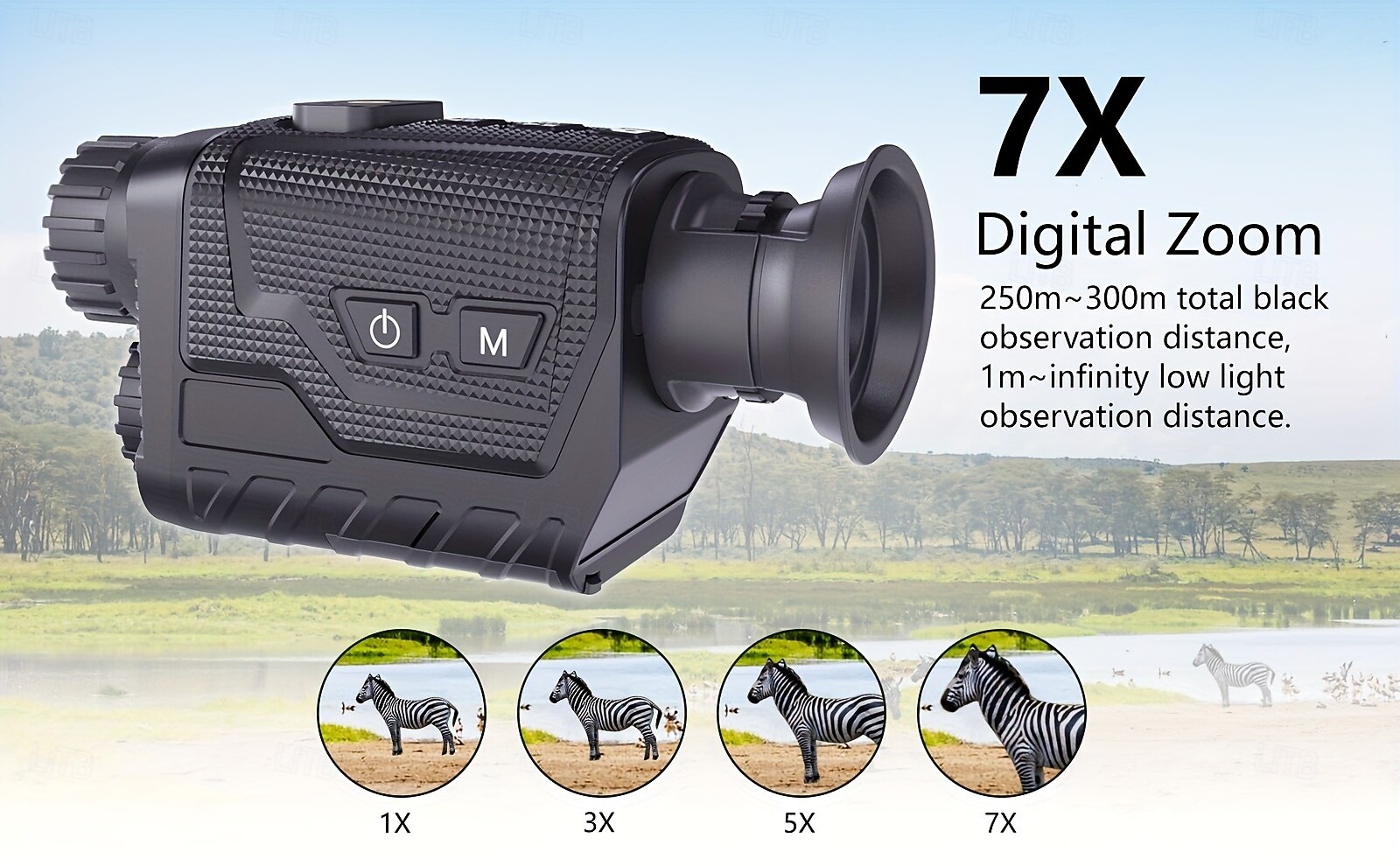 Hunting & Outdoor Night Vision Monocular - FHD 4K Video 400m Infrared 8X Optical Zoom 72 Wide Field of View IP54 High Quality USB Rechargeable Head-Mounted for Hunting Fishing Camping (Black) 2025 - $151.99 –P5
