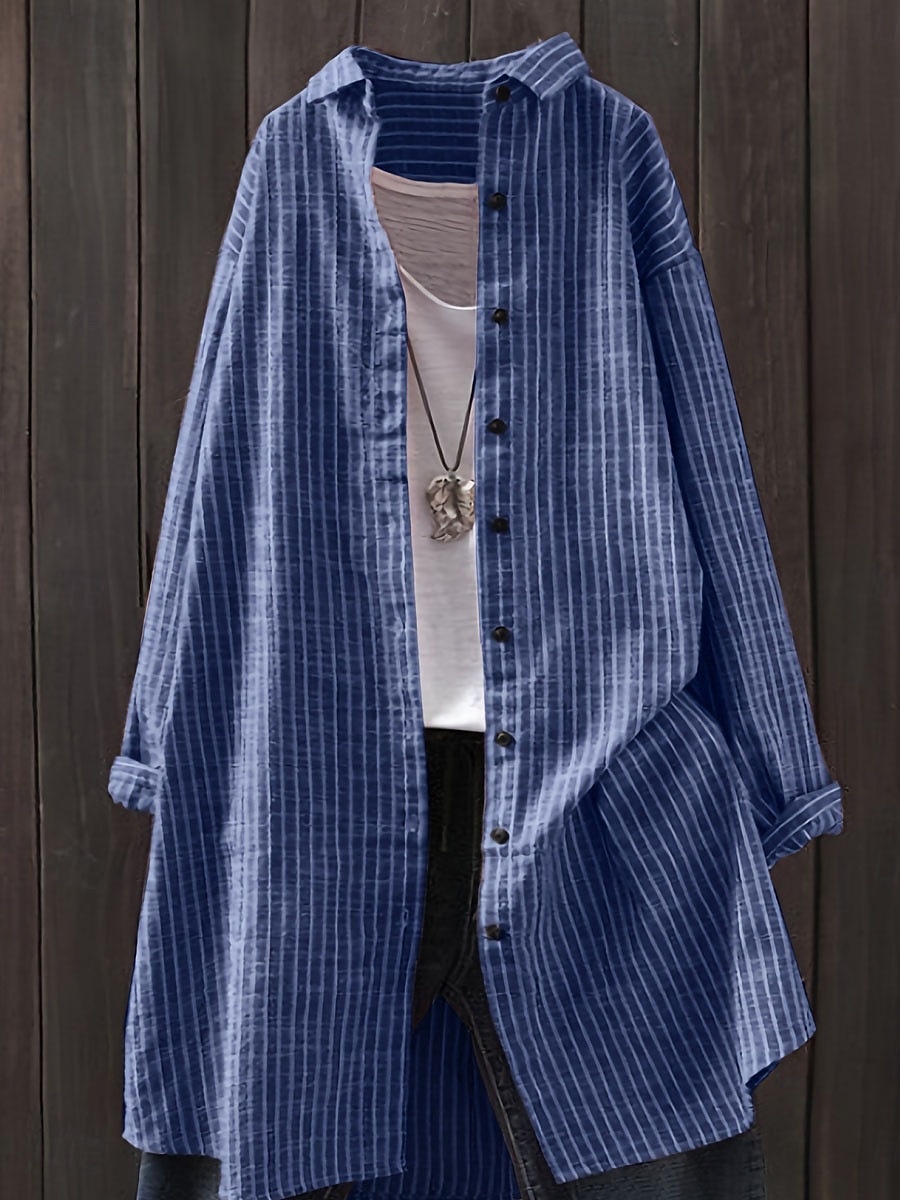 Dames Overhemdjack Vrijetijdsjas Comfortabel Ademend Knop Afdrukken Casual Ruitjes Vakantie Straat Casual Alledaagse kleding Enkele rij knopen Lang Strijkijzer Normale pasvorm Lange mouw bovenkleding 2025 - $19.99 –P2