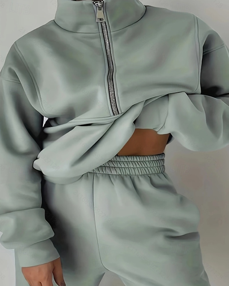 Damskie Spodnie dresowe Dres polarowy Góra ścieżki Zamek 2-częściowa Solidne kolory Rozpinana bluza i spodnie dresowe Zestawy odzież Jesień Leśna zieleń Granatowy Siłownia Sportowy Bieganie Keep Warm 2026 - $31.99 –P4