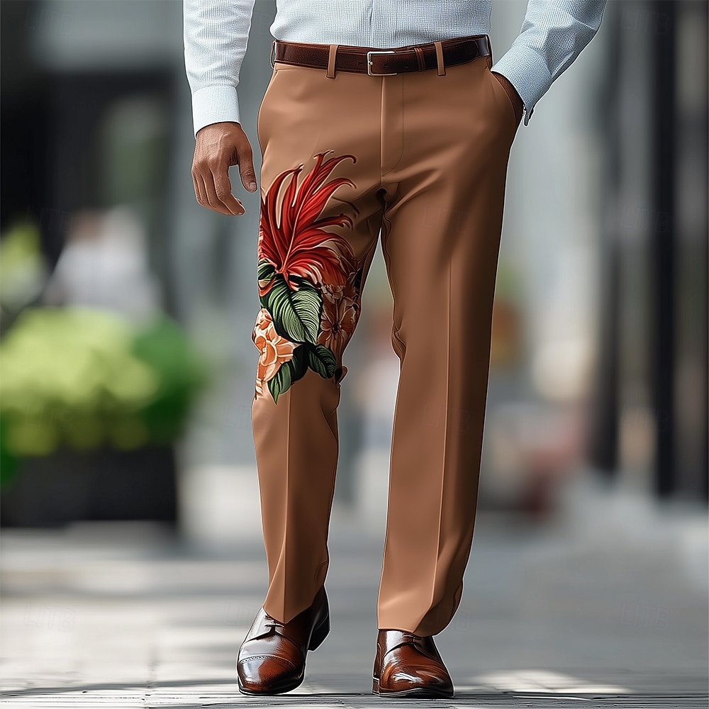 Hombre Estampado Floral Flores pantalones de traje Pantalones Pantalones de traje Media cintura Casual Formal Exterior Vacaciones Ajuste regular Frente plano Pantalones de pierna recta con bolsillos 2026 - $37.99 –P3
