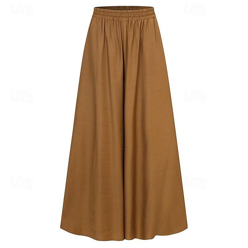 Per donna Gamba larga Pantaloni Eleganti Streetwear Casual Lunghezza intera Naturale Semplice Elastico in vita Comodo All'aperto All'aperto Abbigliamento casual alla moda Cammello Nero Blu Autunno del 2025 a $16.99 –P6