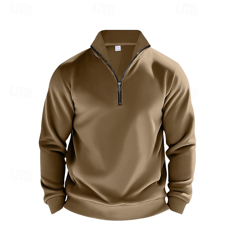 Men's Sweatshirt Quarter Zip Sweatshirt Apricot Black White Wine Red Half Zip Plain Sports & Outdoor Daily Holiday Polyester Streetwear Basic Casual Summer Spring Clothing Apparel Hoodies Sweatshirts  2026 - $28.99 –P17