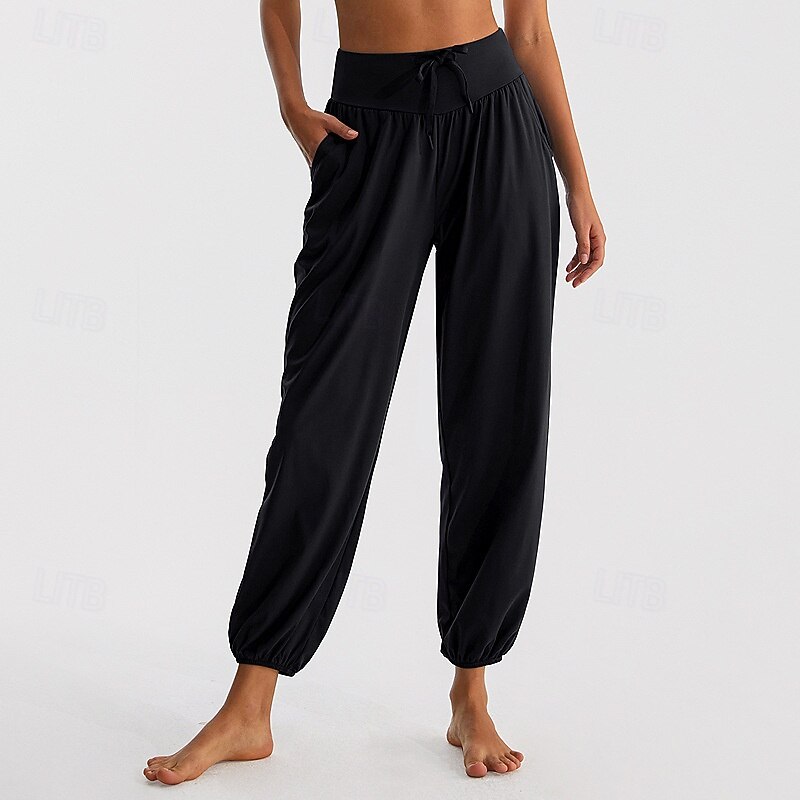 Mujer Pantalones de fitness Pantalones de pilates Pantalones de yoga Con bolsillos Protección Solar Alta cintura Pilates Gimnasio Zumba Prendas de abajo Color sólido Sandía Roja Negro Azul Marino 2026 - $30.99 –P5