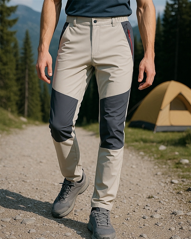 Voor heren Wandelbroek trainingsbroek Lapwerk Buiten Normale pasvorm waterdicht Winddicht Ademend Sneldrogend Broeken / Regenbroek / Overbroek Elastische taille Leger Groen Khaki Kamperen&Wandelen 2025 - $31.99 –P1