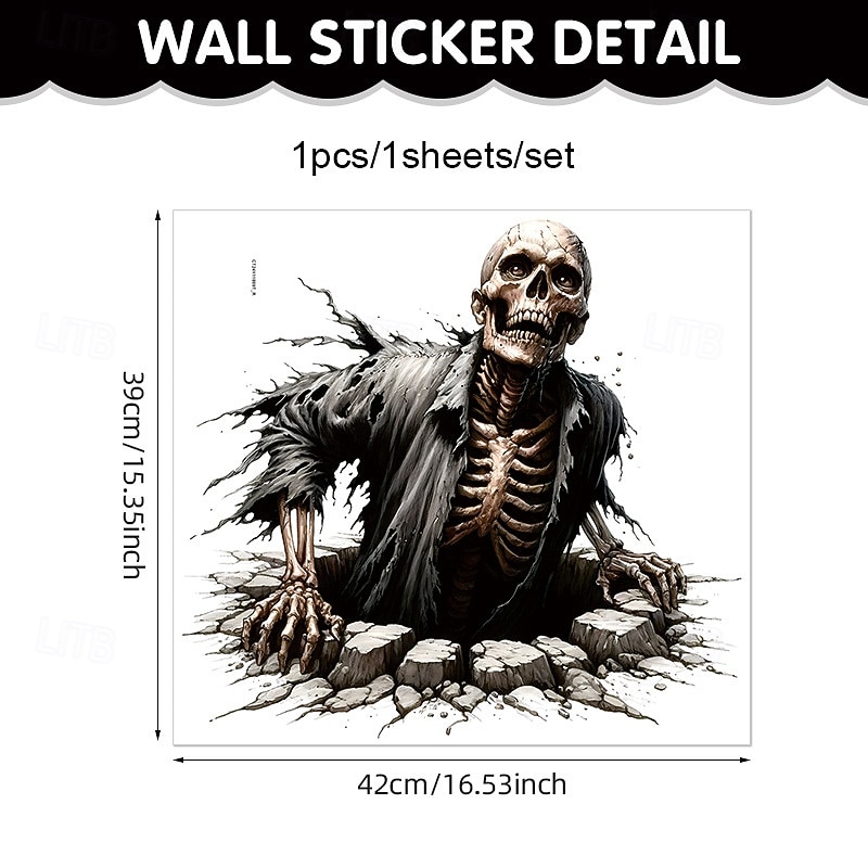 Halloween 3D Wall Sticker Zombie Breaking Wall Decal, Scary Self-Adhesive PVC Horror Wall and Floor Stickers for Bedroom Living Room Halloween Party Decoration 2026 - $9.99 –P9