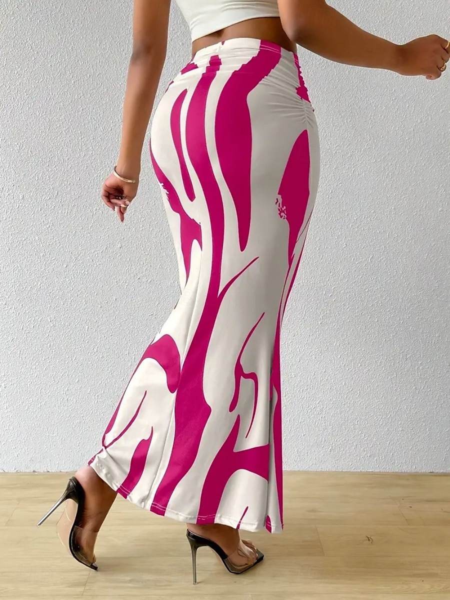 Women's Skirt Bodycon Fashion Casual Maxi High Waist Skirts Floral Print Stretchy Street Daily Blue Fuchsia Apricot Coffee Summer Polyester 2025 - $13.99 –P7
