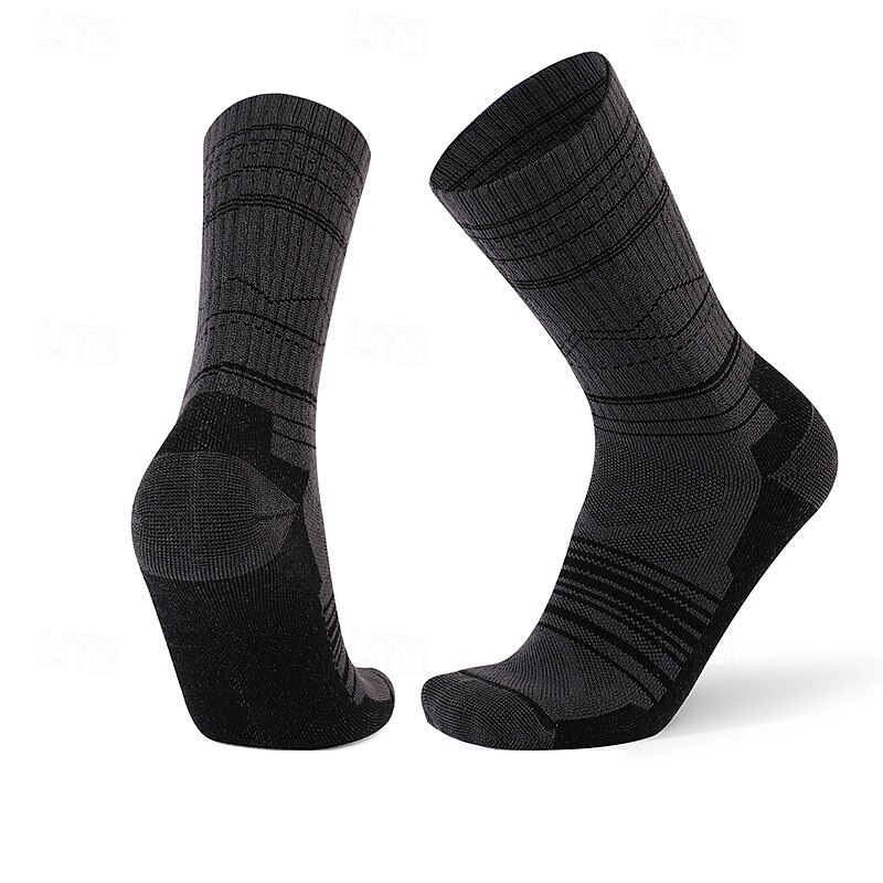 1 Pair Men's merino wool socks Hiking Socks Running Socks Sports Socks Thermal Warm Breathable Anti Blister Thick Winter Outdoor mid crew Patchwork Merino Wool Black Yellow Cream for Ski / Snowboard 2026 - $11.49 –P7