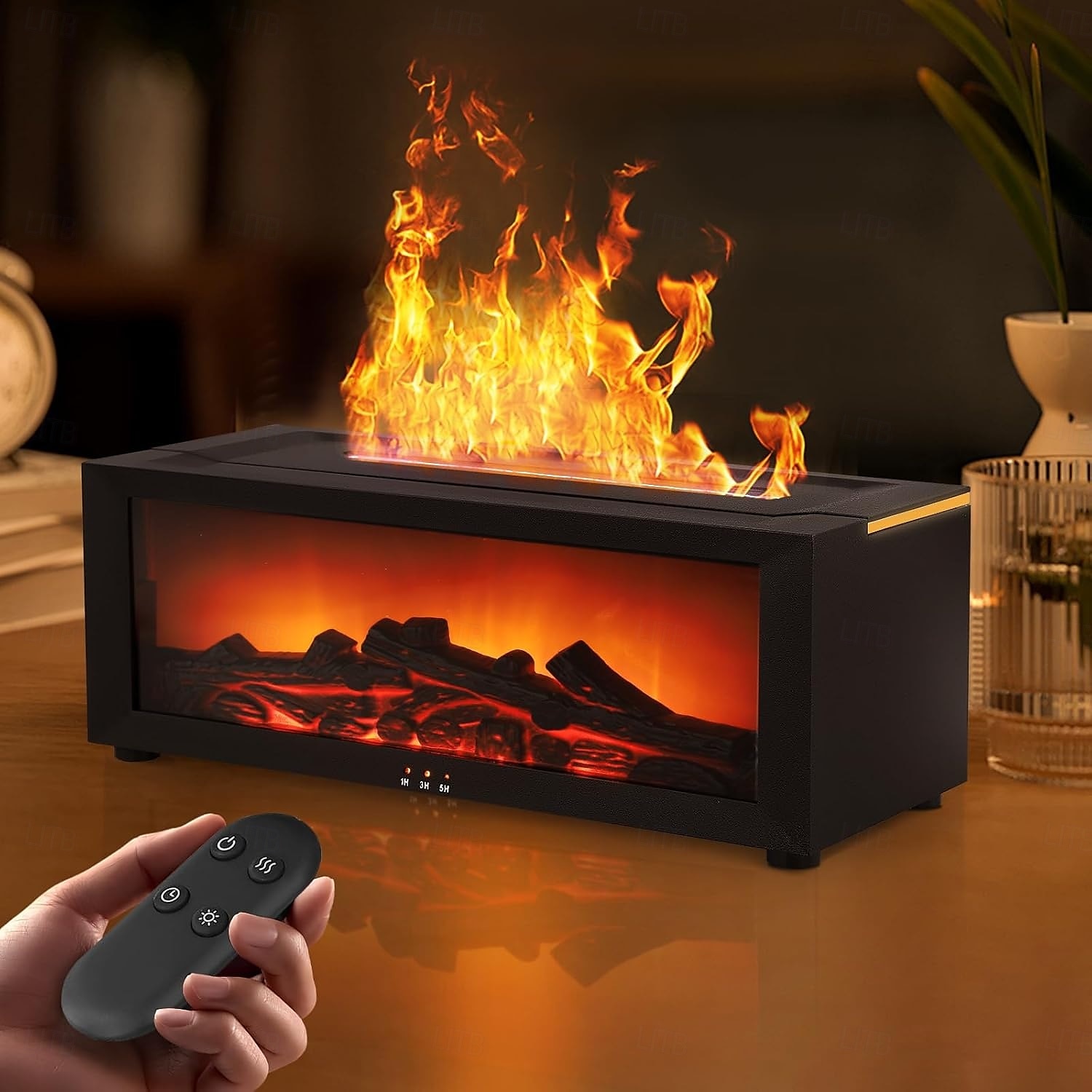 1 cheminée à simulation de flamme rétro, humidificateur silencieux, machine d'aromathérapie, lumière d'ambiance colorée, interrupteur de synchronisation à trois niveaux, télécommande de type C, prise de 2025 ? $32.99 –P3