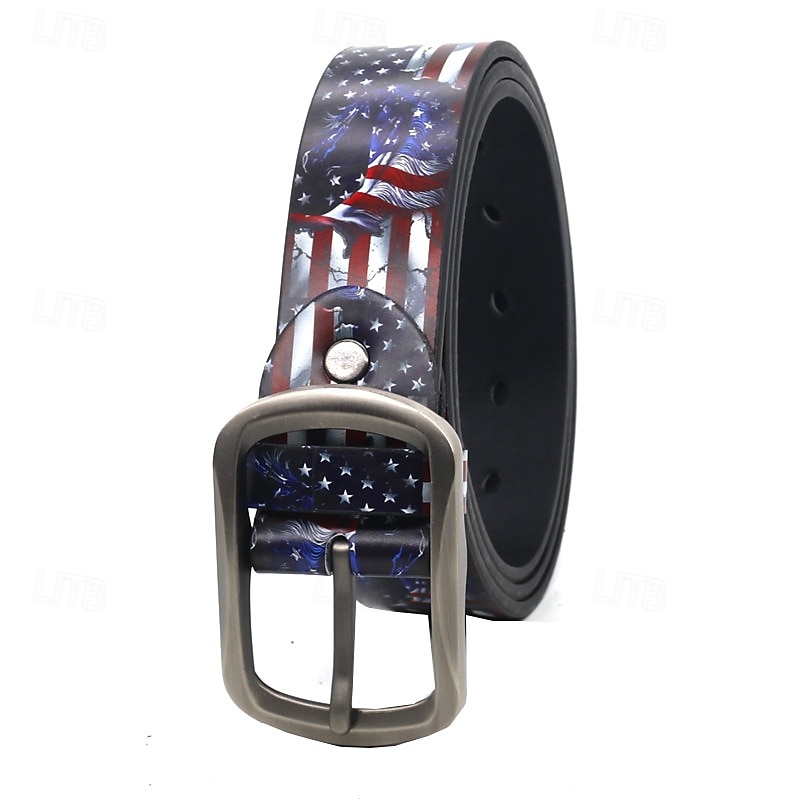 Herren Gürtel PU Blau Taillengürtel Straße Festival Farbblock 2025 - $27.99 –P2