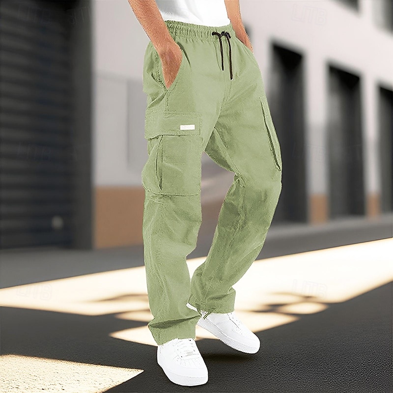 Męskie Spodnie cargo Spodnie Ściągana na sznurek Elastyczny pas Multi Pocket Równina Zdatny do noszenia Na zewnątrz Codzienny Kemping i wycieczki Moda Klasyczny Ciemnobrązowy Błękit jeziora 2025 - AU $22.52 –P11
