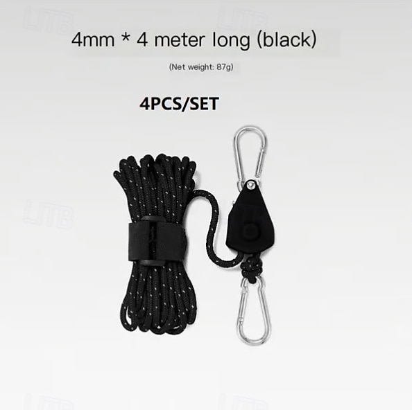 Set da 4 corde per tenda da campeggio regolabili e portatili, con puleggia ad alta resistenza e sgancio rapido, tiranti antivento con tenditore a cricchetto per teloni, tettoie, amache e ripari per esterni. del 2025 a $23.99 –P9