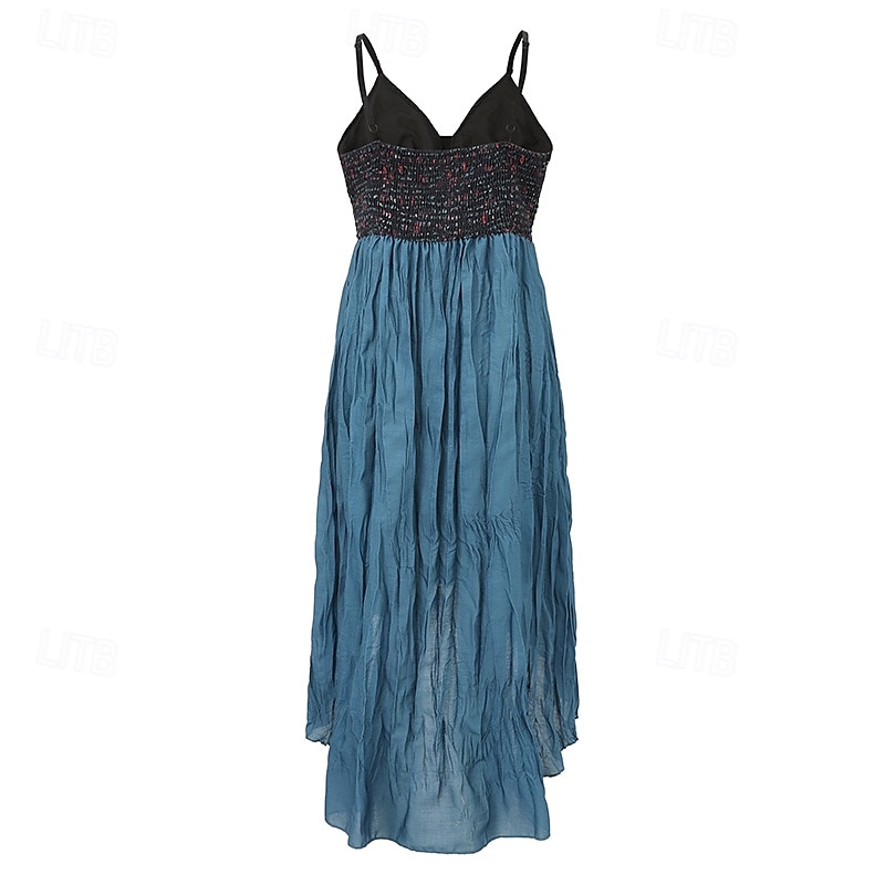 Dames Halflange jurk Vintage Jurk Zomerjurk Slipdress Westerse kleding Modieus Klassiek Modern Vakantie Dagelijks Uitgaan Normale pasvorm Bloem Mouwloos Spaghettibandjes blauw Zomer 2025 - $28.99 –P2