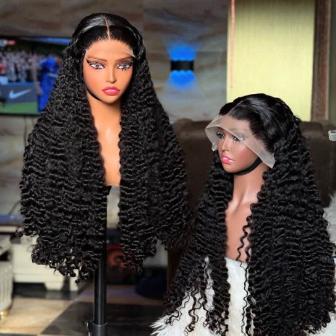 Peruca de cabelo humano 100% virgem, parte 5x5, sem cola, fechamento de renda, cabelo cacheado birmanês, 13x4, peruca de cabelo humano frontal com renda e cabelo de bebê pré-arrancado para mulheres de 2025 por $242.89 –P1