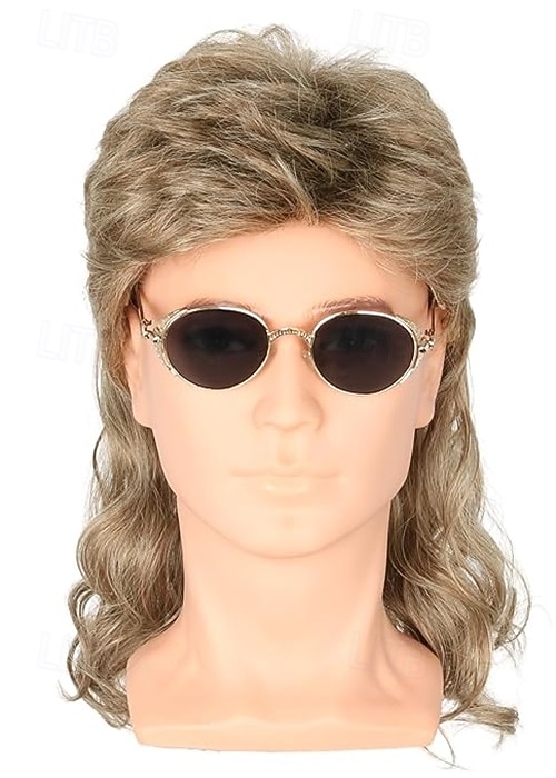 parrucca da uomo, parrucca anni '80, parrucca bionda lunga e liscia, parrucca mullet, costume di Halloween, parrucca alla moda, accessori per feste eleganti. del 2026 a $24.99 –P3
