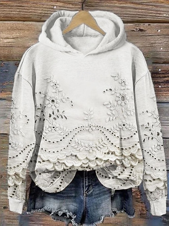 Femmes Sweat à capuche Fleuri Élégant Chaud Mode manche longue À capuche Hauts Réguliers Rue Tenue Quotidienne Imprimé Blanche Rose Claire Bleu Violet Vert Automne Hiver de 2025 ? $24.99 –P5