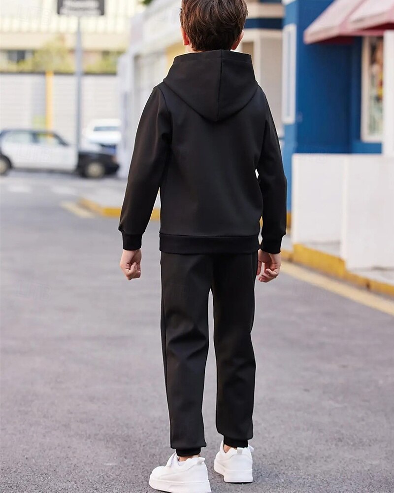 Ragazzi 3D Tinta unica Set Felpa con cappuccio & Pantaloni della tuta Tuta sportiva Tute da ginnastica Manica Lunga Primavera Autunno Quotidiano Essenziale Casual Bambini 4-12 Anni Con cappuccio del 2025 a $26.99 –P2