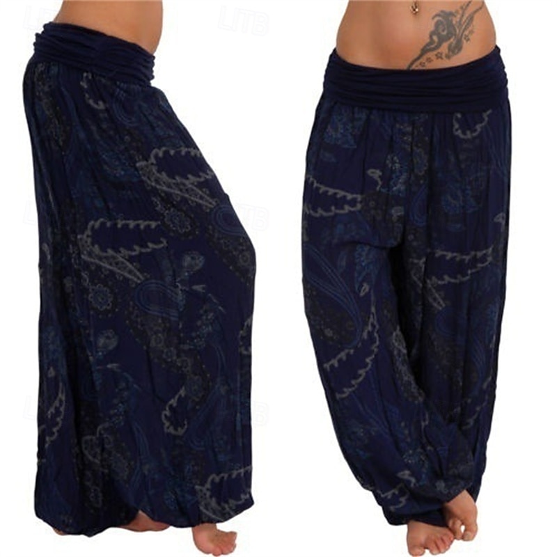 Dam Byxor Harem byxor Palazzo byxor Mode Boho Fullängd Medium Midja Mönster Elastisk midja Bekväm Microelastisk Gata Dagliga kläder Utekväll Svart Gul Armégrön Marinblå Sommar Vår Normal 2025 - $19.99 –P9