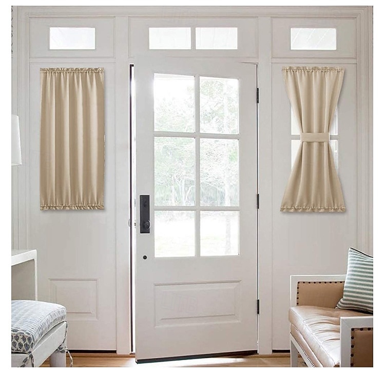 Zasłony okienne blackout wiejskie zasłony izolujące termicznie redukujące hałas prywatne zasłony z faux lnu do patio/drzwi francuskich/szklanych 1 panel 2025 - €10.99 –P3