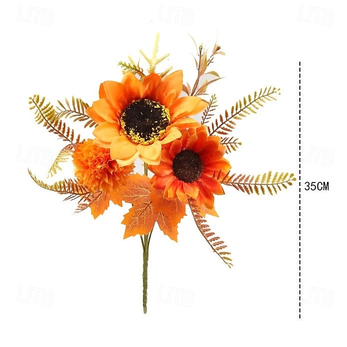 1 ramo de flores artificiales de otoño, corona de calabaza con hojas de arce para Acción de Gracias, arreglo decorativo para el hogar otoñal de Halloween 2025 - $8.99 –P20