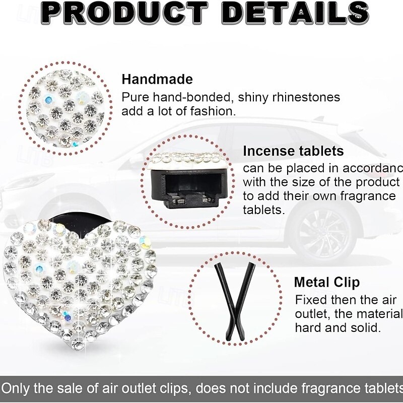 Car Vent Clip Bling Crystal Heart Shape Charm Universal Car Air Conditioner Decorations 2025 - $9.99 –P4