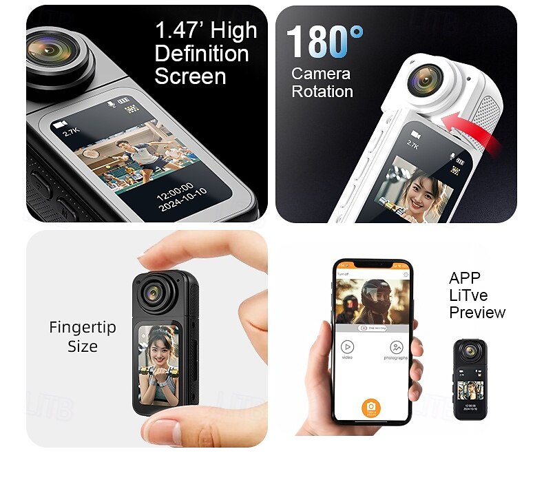 1080P HD Mini Pocket Action Camera Wifi 180 Rotatable Lens Portable Outdoor Sports Action Cam with 1.47 IPS Screen Magnetic TF 2025 - $58.99 –P4