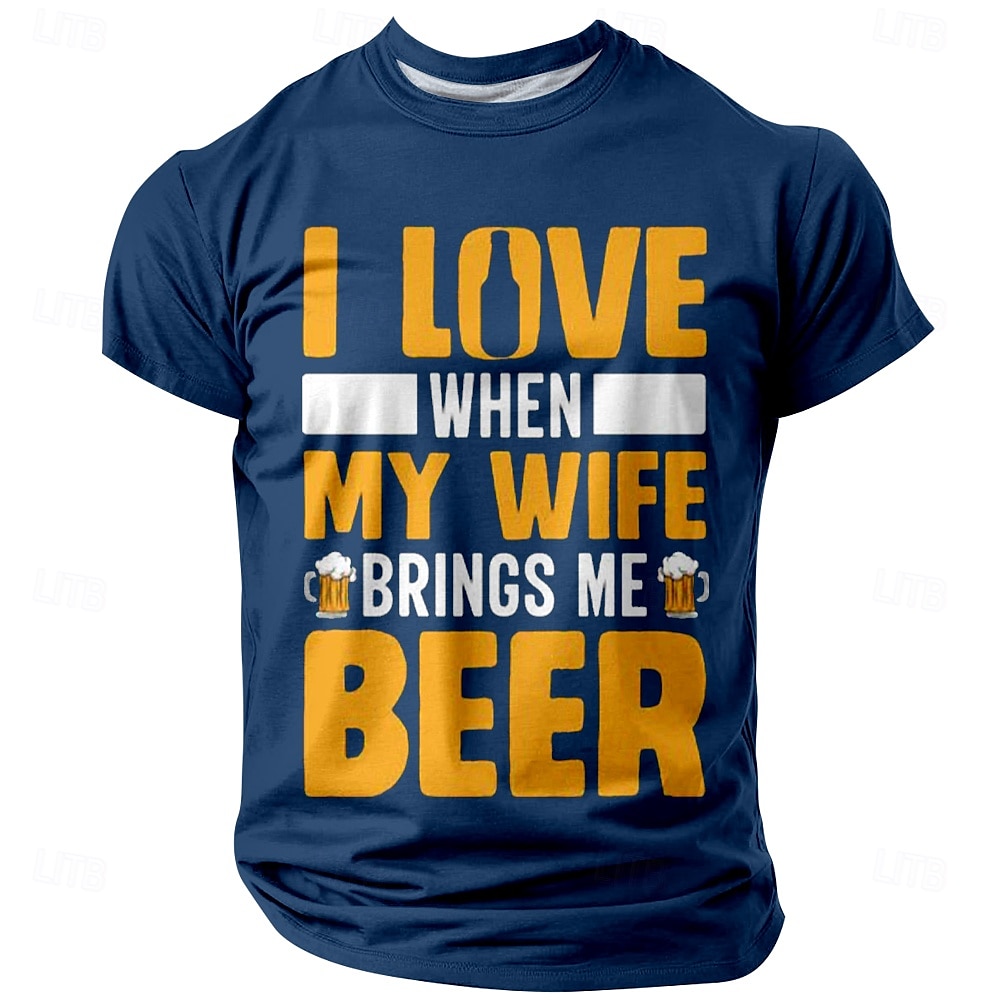 Oktoberfest Herr Öl T-shirt Kortärmad T-shirt 3D-tryck Rund hals Skjorta Mode drivna Dagligen Fest Gata Ledigt Svart Blå Grön Sommar Vår Alla årstider Kläder S M L XL XXL XXXL 2025 - $17.99 –P1