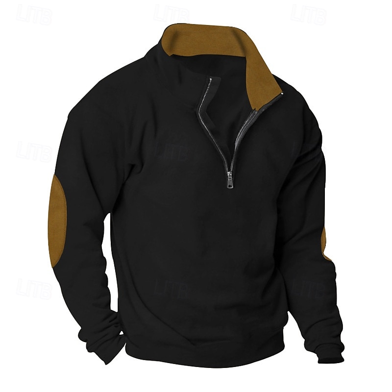 Men's Sweatshirt Quarter Zip Sweatshirt Black Wine Camel Light Grey Dark Gray Half Zip Color Block Sports & Outdoor Daily Holiday Polyester Streetwear Basic Casual Spring Autumn / Fall Clothing 2026 - $22.99 –P7
