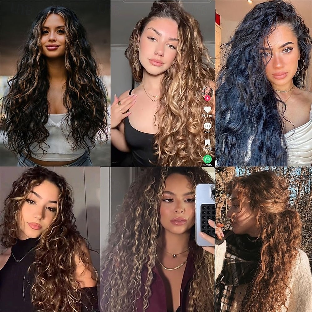 Extensions de cheveux à clips marron 6 pièces extensions de cheveux 22 extensions de cheveux synthétiques longs bouclés ondulés postiches de cheveux naturels épais et ondulés de 2025 ? $21.99 –P2