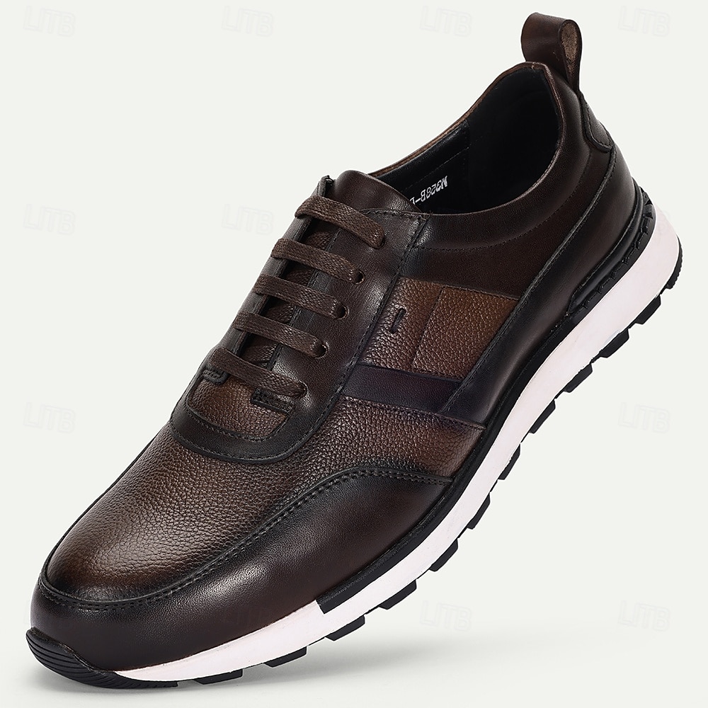 Sapatos casuais masculinos de couro bovino premium, design de cadarço de dois tons com sola esportiva, perfeitos para uso casual de negócios, viagens e caminhadas na cidade de 2026 por $109.99 –P1