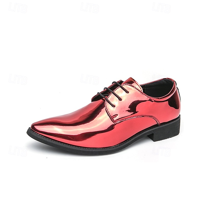 Chaussures à lacets en cuir verni vert pour hommes – chaussures habillées brillantes avec une finition polie, idéales pour les mariages et les soirées de 2025 ? $34.99 –P4