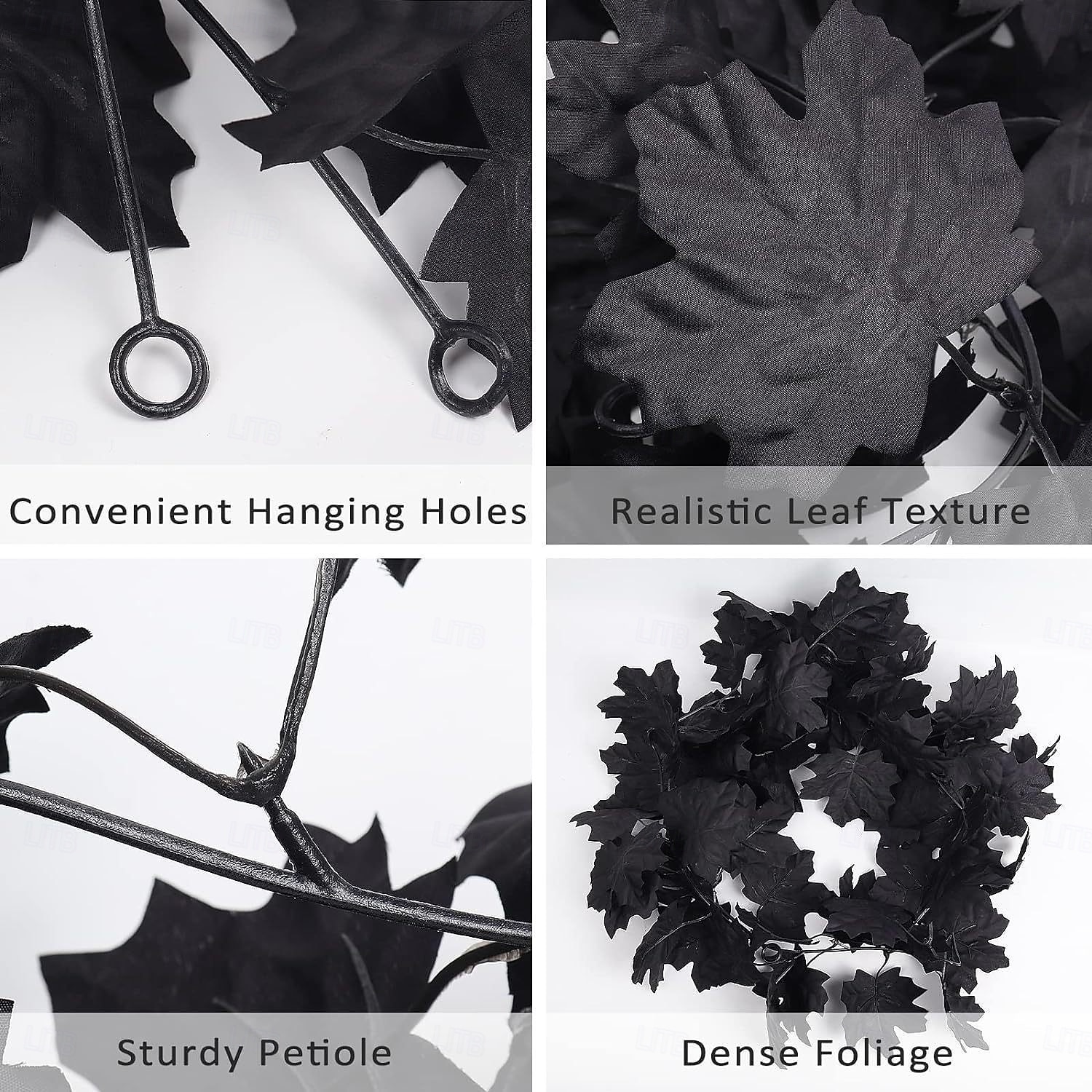 Guirnalda de Halloween, decoraciones negras de otoño para colgar en la pared, hojas de arce artificiales, enredadera de hojas de arce, liquidación de decoraciones de Halloween, decoración para el 2026 - $9.99 –P4