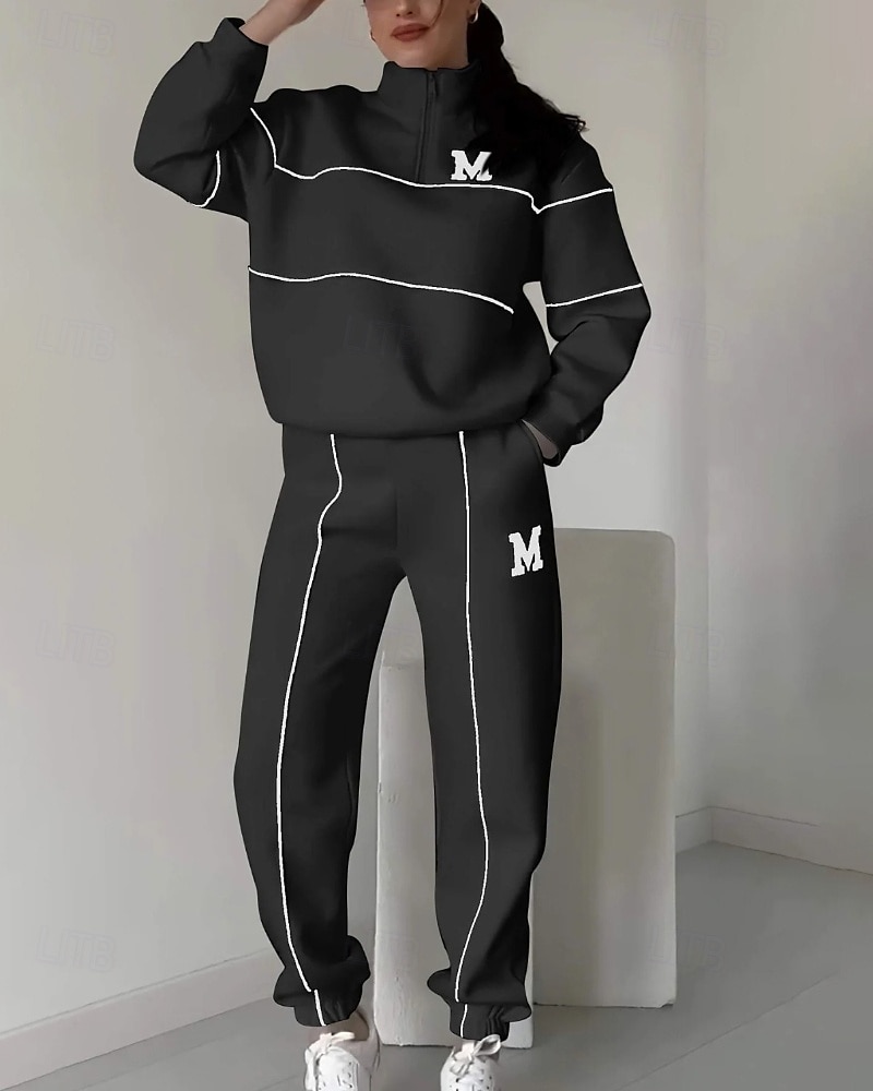 Mujer Tracksuit Pantalones Deportivo Sudadera tipo jersey Bolsillo con cremallera Bloque de color Trajes de Yoga Otoño Negro Blanco Rutina de ejercicio Ropa Deportiva Corriendo Mantiene abrigado 2025 - $42.99 –P4